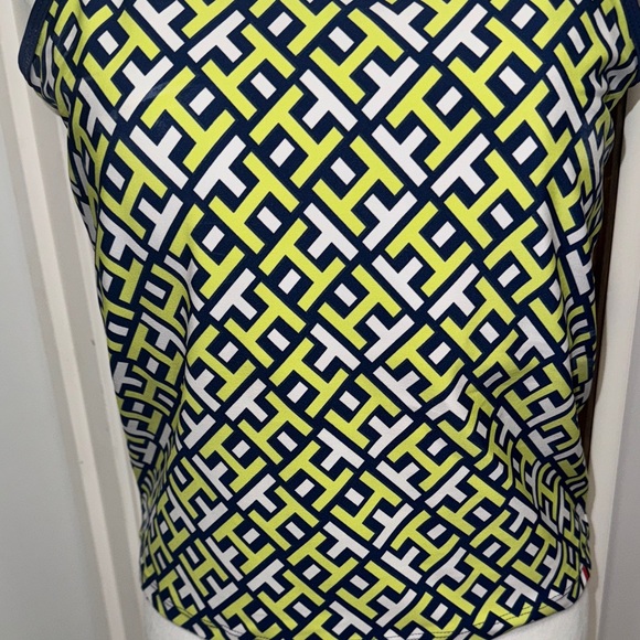 Tommy Hilfiger Navy and Lime Geometric Tank Top - Picture 3 of 11
